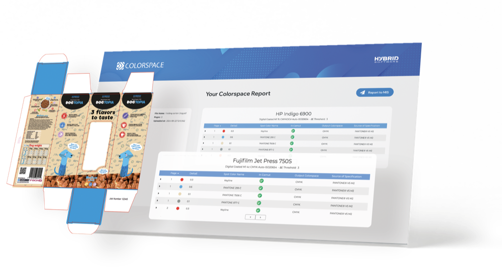 Hybrid Software ColorSpace renk yönetimi arayüzü